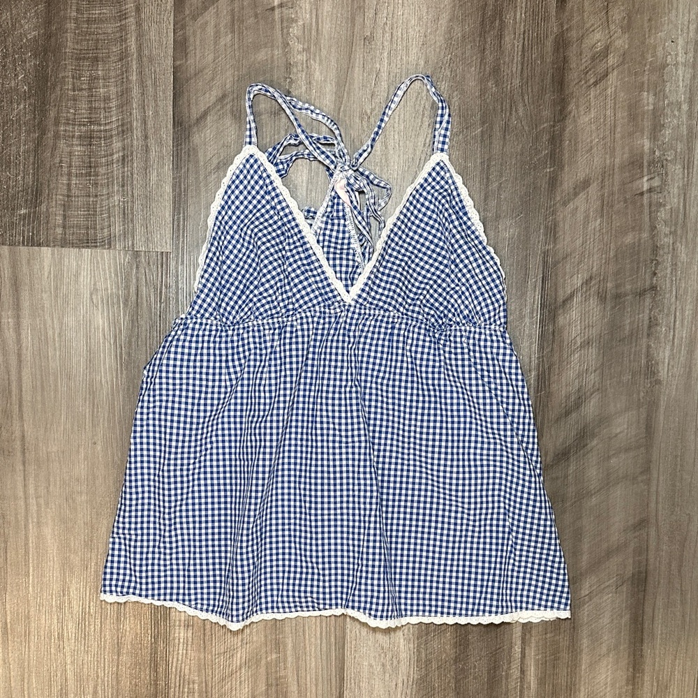 Victoria's Secret Country Blue and White Gingham Crop Top -